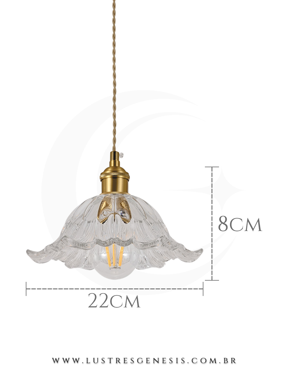 A Luminaria Pendente com acabamento em metal bronze e cupula de vidro transparente e ideal para renovar seu ambiente.